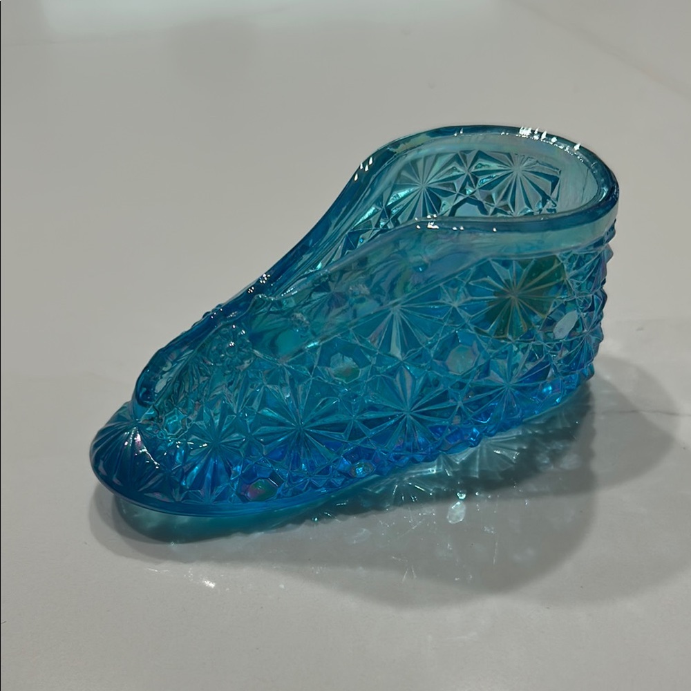 Fenton iridescent blue baby bootie